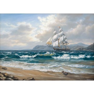 ФРЕГАТА В БУРНО МОРЕ - Диамантен гоблен 45073