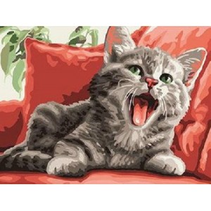 Картина по номера - Котка на дивана ZE 3215