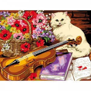 Рисуване по номера - Котка с цигулка ZE 6123