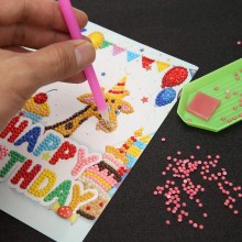 Картичка с диамантена мозайка „Слонче с балони – Happy Birthday“ 