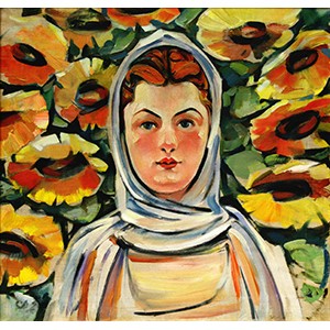 МОМИЧЕ С ЦВЕТЯ - Диамантен гоблен 34137  