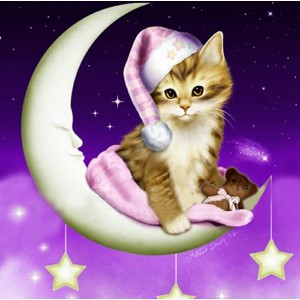 КОТЕ НА ЛУНА - Диамантени гоблени 33020 