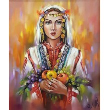 Момиче с ябълки - Диамантен гоблен LD 304005