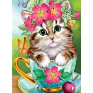 КОТЕ В ЦВЕТЯ - Диамантен гоблен 34048  