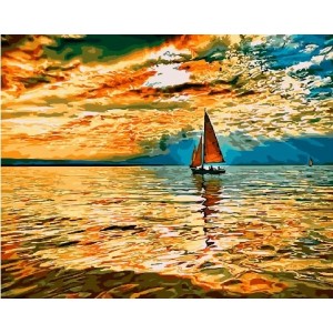 Комплект за рисуване по номера - Вечерно море GX 32135