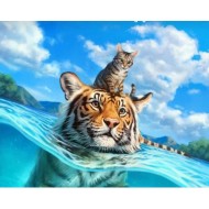 Тигър и котенце - Диамантен гоблен - GI 304025