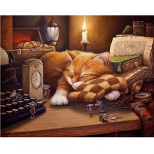 Спящо коте - Диамантен гоблен - GI 45223