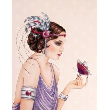 Дама с красиви гривни и пеперуда - Диамантен гоблен LD 304023
