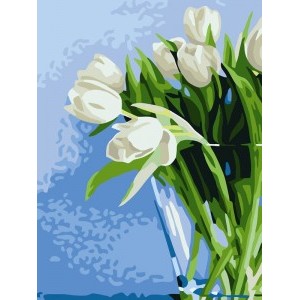 Комплект за рисуване по номера - Бели цветя ZE 5019