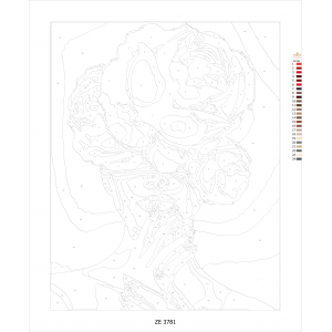 Картина по номера - Момиче с червени цветя ZE 3781