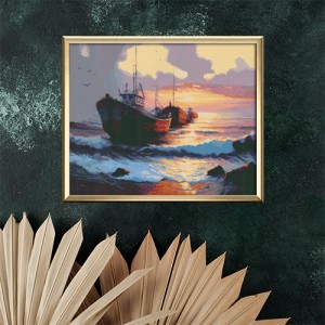 Гоблен за шиене - Бурно море и лодки GA 0097