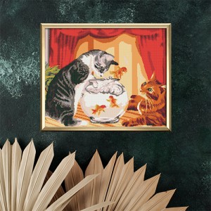 Гоблен за шиене - Котенца и аквариум GA 0172