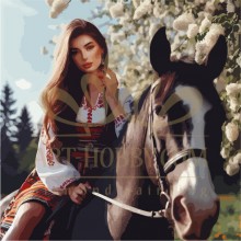 Картина по номера - Българско момиче с кон ZP 5082