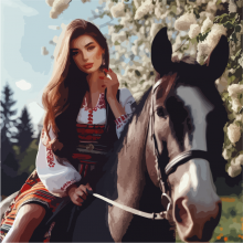Момиче с кон - Диамантен гоблен LD 304303