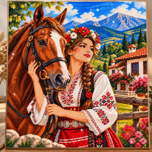 Момиче с кон - Диамантен гоблен LD 304306