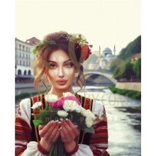 Хубавица с цветя - Диамантен гоблен LD 304311 Хубавица с цветя - Диамантен гоблен LD 304311
