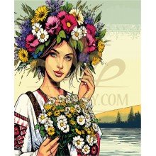 Хубавица с цветя - Диамантен гоблен LD 304312