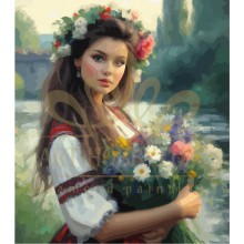 Хубавица с цветя - Диамантен гоблен LD 304313