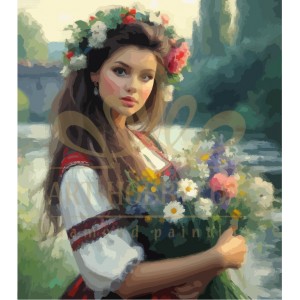 Хубавица с цветя - Диамантен гоблен LD 304313