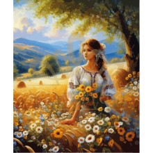 Момиче събира цветя - Диамантен гоблен LD 304316