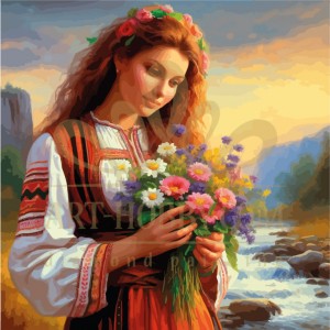 Хубавица с цветя - Диамантен гоблен LD 304327