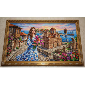 Хубавица с цветя - Диамантен гоблен LD 304327