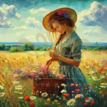 Хубавица с цветя - Диамантен гоблен LD 304337 Хубавица с цветя - Диамантен гоблен LD 304337