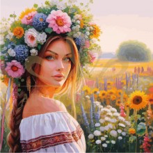 Хубавица с цветя - Диамантен гоблен LD 304340