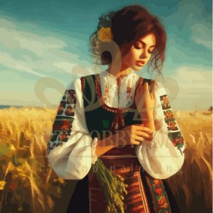 Хубавица с цветя - Диамантен гоблен LD 304343