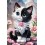 Картина по номера - Котенце с розови цветя ZE 3792