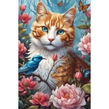 Котка и птичка - Диамантен гоблен GI 305002