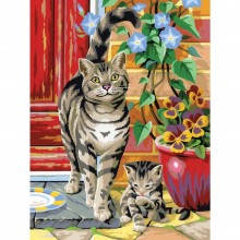 Картина по номера - Котки и цветя ZE 3835 Картина по номера - Котки и цветя ZE 3835