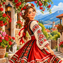 Весела девойка – Диамантен гоблен