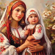 Майка и дете - Диамантен гоблен LD 404022