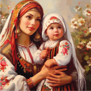 Майка и дете - Диамантен гоблен LD 404022
