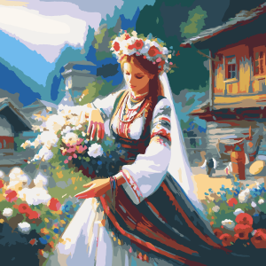 Картина по номера - Невяста с цветя ZP 843
