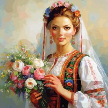 Невяста с букет - Диамантен гоблен LD 404075
