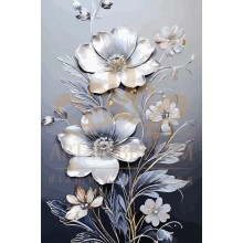Сребърни цветя - Картина по номера ZG 11032