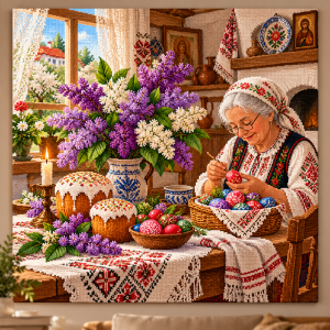 Гоблен за шиене - Великден при баба