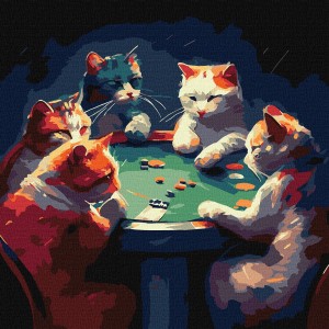 Котките играят карти - Картина по номера ZP 1066