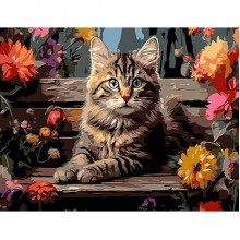 Картина по номера - Котка на пейка ZE 3886 Картина по номера - Котка на пейка ZE 3886