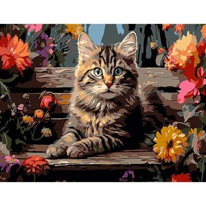 Картина по номера - Котка на пейка ZE 3886