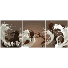 Рисуване по номера - Триптих - Шоколадови коне PG 051 Рисуване по номера - Триптих - Шоколадови коне PG 051