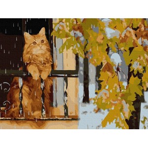  GI 324037 Котка и дъжд - Диамантен гоблен