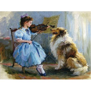 Гоблен за шиене - Цигуларка с куче GA 3932 Гоблен за шиене - Цигуларка с куче GA 3932