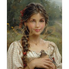 Момиче с птичка - Диамантен гоблен LD 405105