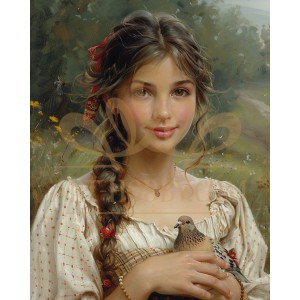Момиче с птичка - Диамантен гоблен LD 405105
