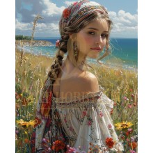 Хубавица до морето - Диамантен гоблен LD 405110 Хубавица до морето - Диамантен гоблен LD 405110