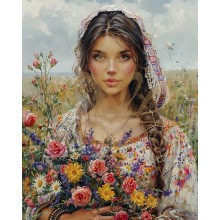 Хубавица с цветя - Диамантен гоблен LD 405119
