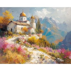 Църква в планина - Диамантен гоблен PZ 405263